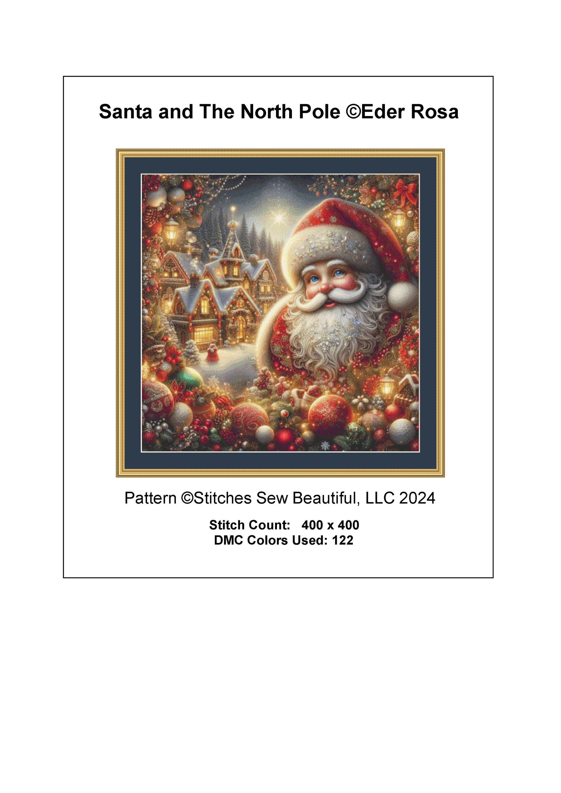 Santa and The North Pole counted cross stitch pattern by Eder Jose Rosa