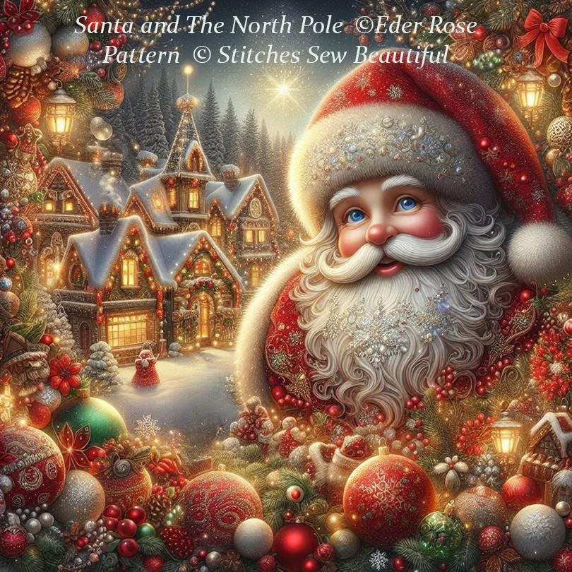 Santa and The North Pole counted cross stitch pattern by Eder Jose Rosa