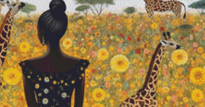 Woman in a Field of Flowers 14 (Max Color) counted cross stitch pattern by Eder Jose Rosa