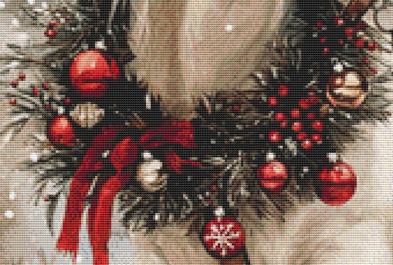Christmas Pony counted cross stitch pattern by ClipArtStudioX