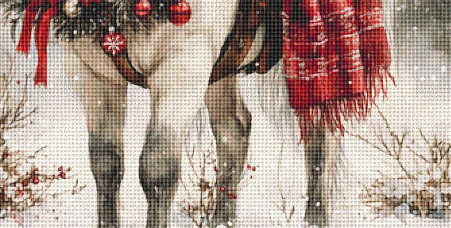 Christmas Pony counted cross stitch pattern by ClipArtStudioX