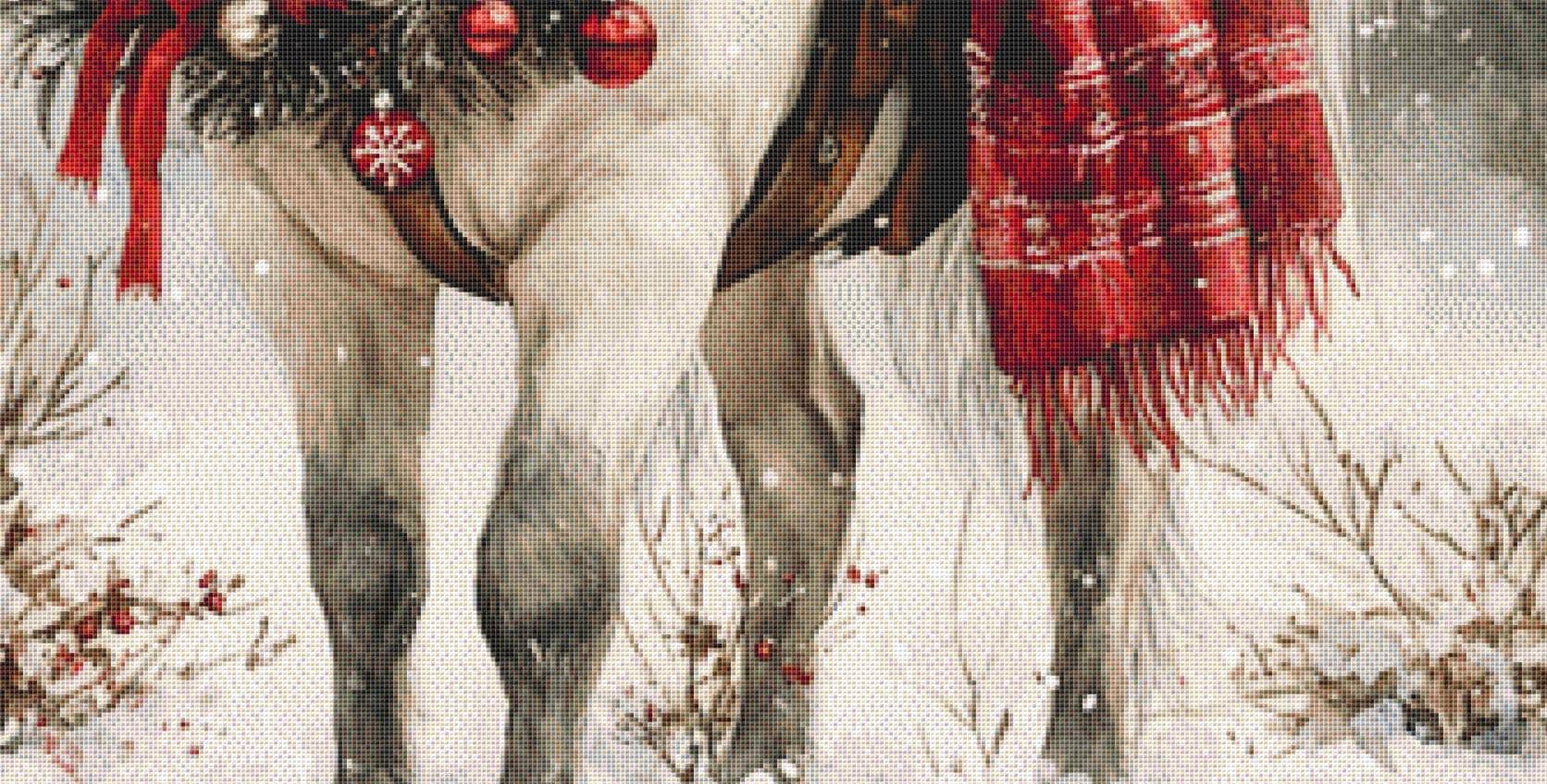 Christmas Pony counted cross stitch pattern by ClipArtStudioX