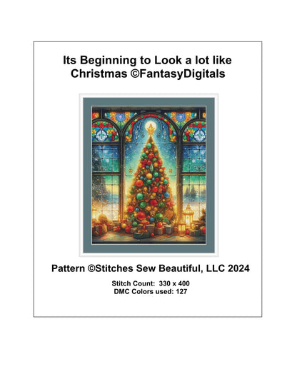 It's Beginning to Look a lot like Christmas counted cross stitch pattern by FantasyDigitals