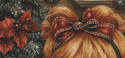 Snuggling by the Fireside counted cross stitch pattern by Ingrid Jean AI Art