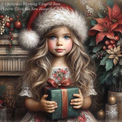 Christmas Morning counted cross stitch pattern by Ingrid Jean AI Art