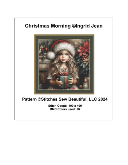 Christmas Morning counted cross stitch pattern by Ingrid Jean AI Art