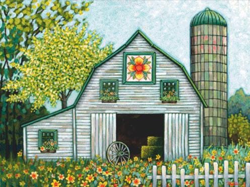 Daffodil Farm counted cross stitch pattern by Peggy Davis/Porterfields Fine Art Licensing