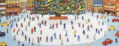 Skating Under the Christmas Tree counted cross stitch pattern by The Art Revivalist
