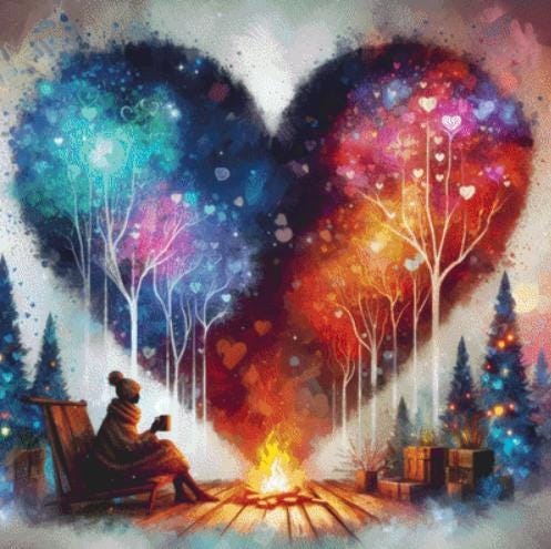 Cozy Winter Night counted cross stitch pattern by World of Love Hearts/Adrian G. Eyre