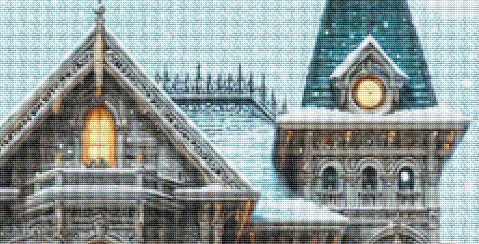 Victorian Christmas Home counted cross stitch pattern by FantasyDigitals