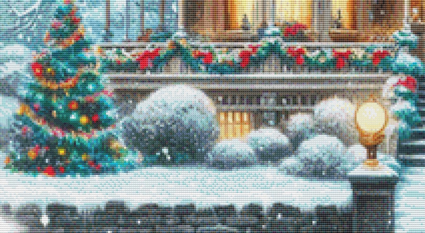 Victorian Christmas Home counted cross stitch pattern by FantasyDigitals