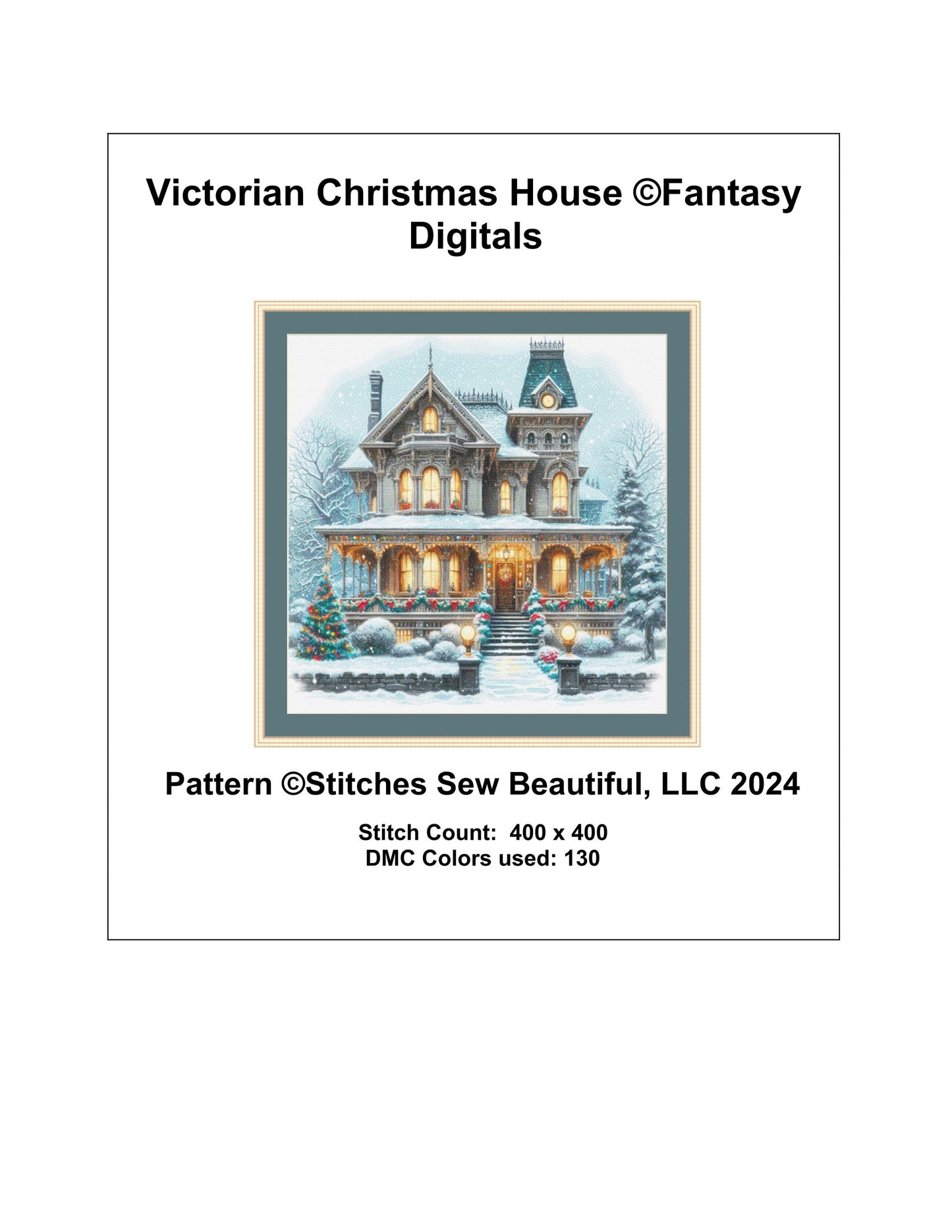 Victorian Christmas Home counted cross stitch pattern by FantasyDigitals
