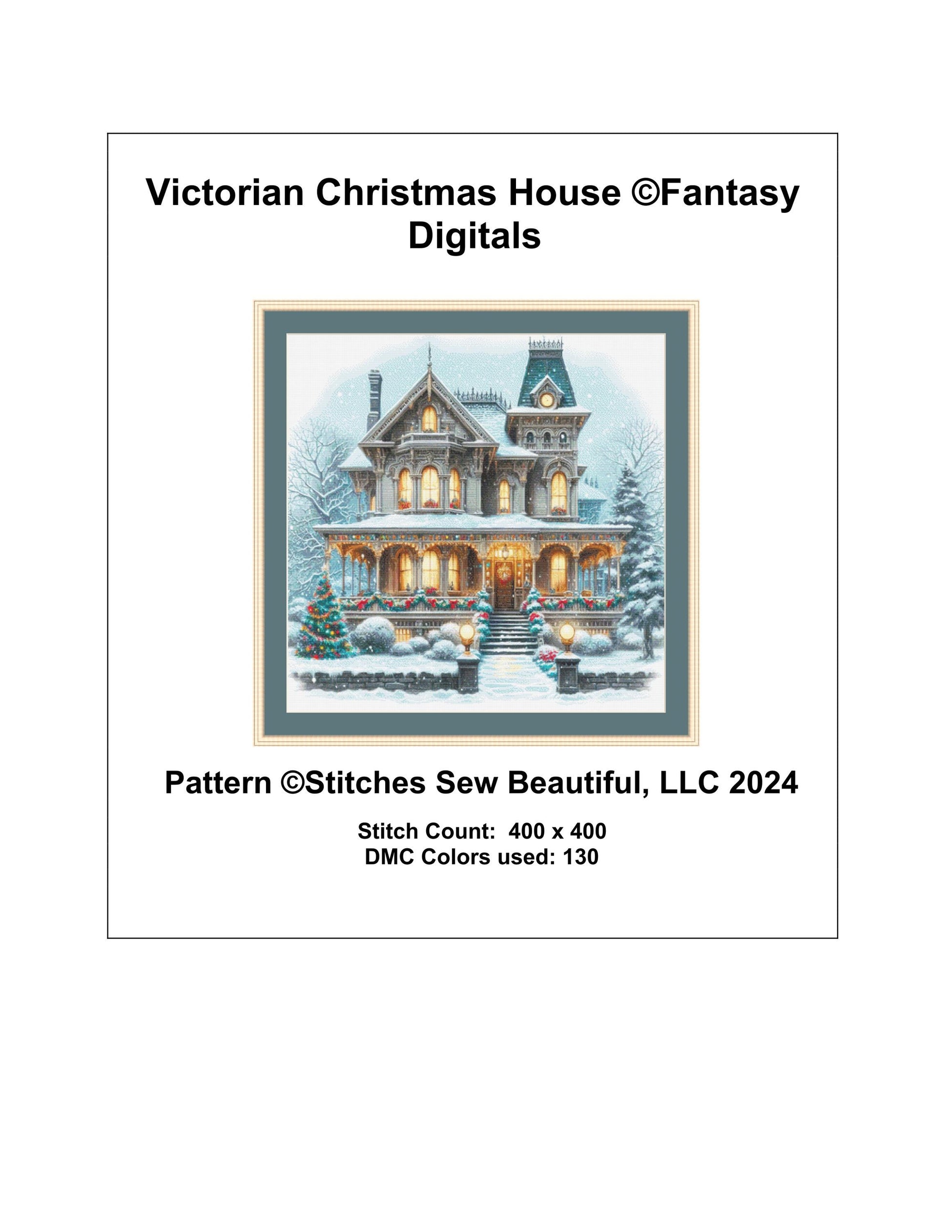Victorian Christmas Home counted cross stitch pattern by FantasyDigitals