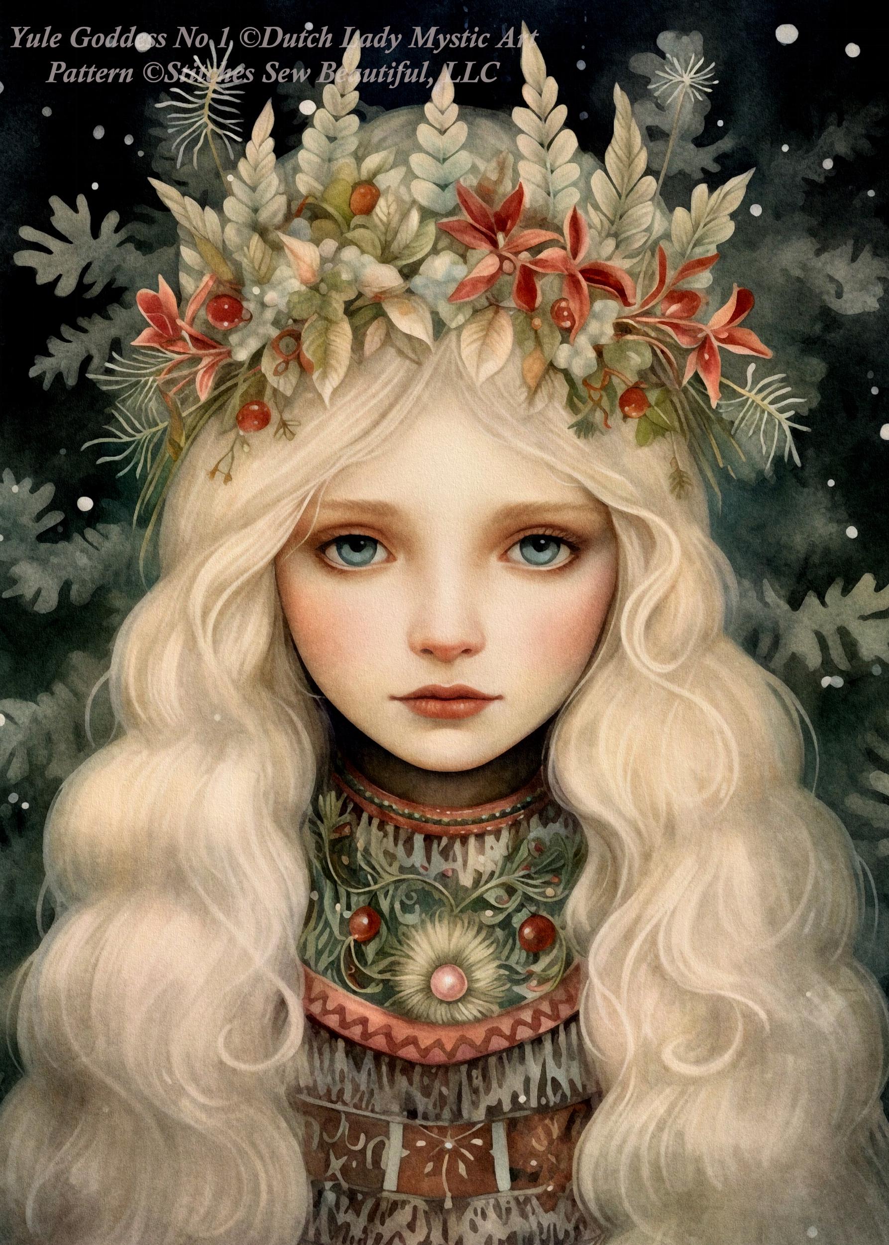 Yule Goddess No. 1 counted cross stitch pattern by DutchLadyMysticAry