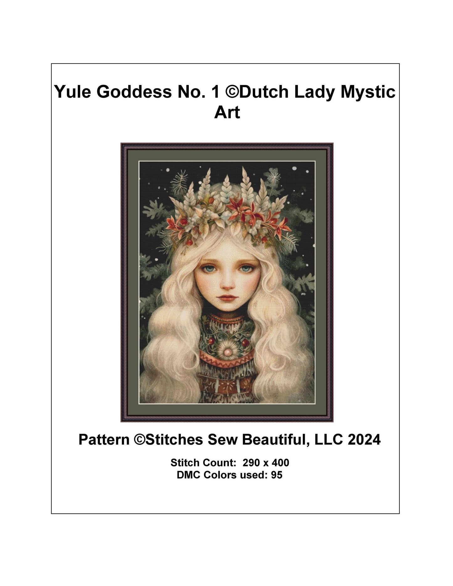 Yule Goddess No. 1 counted cross stitch pattern by DutchLadyMysticAry