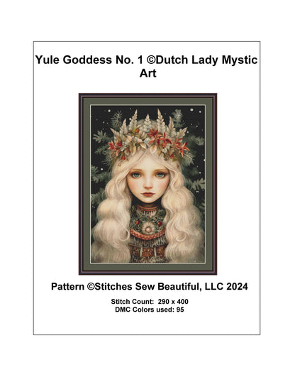 Yule Goddess No. 1 counted cross stitch pattern by DutchLadyMysticAry