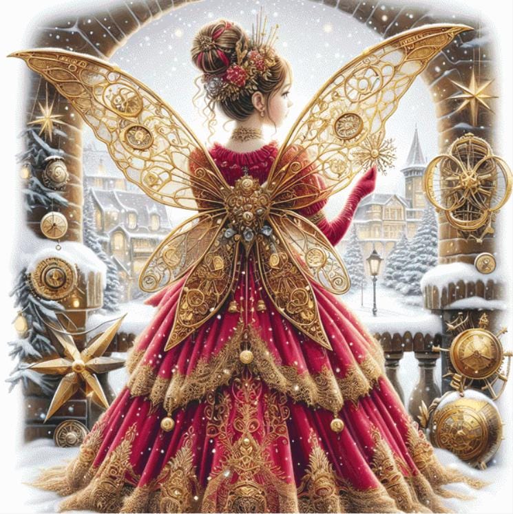 Steampunk Christmas Fairy 2 (Max Size/Color) counted cross stitch pattern by AdneLStudio