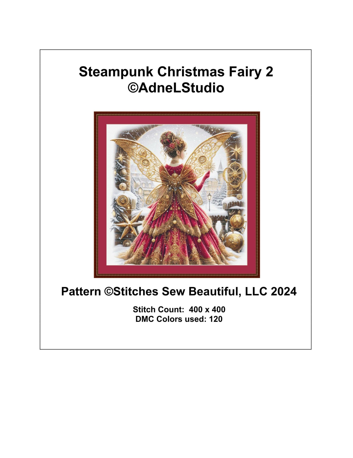 Steampunk Christmas Fairy 2 counted cross stitch pattern by AdneLStudio