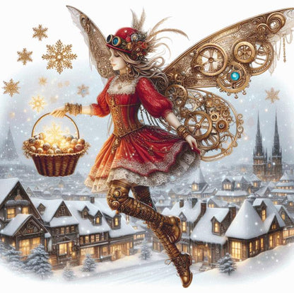 Steampunk Christmas Fairy 3 (Max Size/Color) counted cross stitch pattern by AdneLStudio