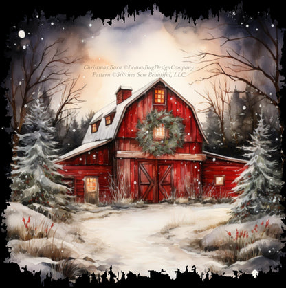 Christmas Barn counted cross stitch pattern by LemonBugDesignCompany