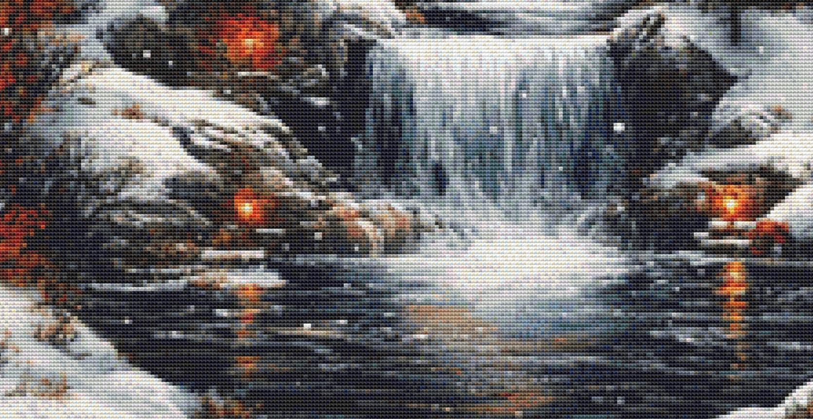 It's Winter in Santa's Town counted cross stitch pattern by Eder Jose Rosa