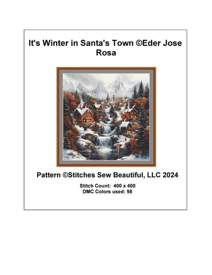 It's Winter in Santa's Town counted cross stitch pattern by Eder Jose Rosa