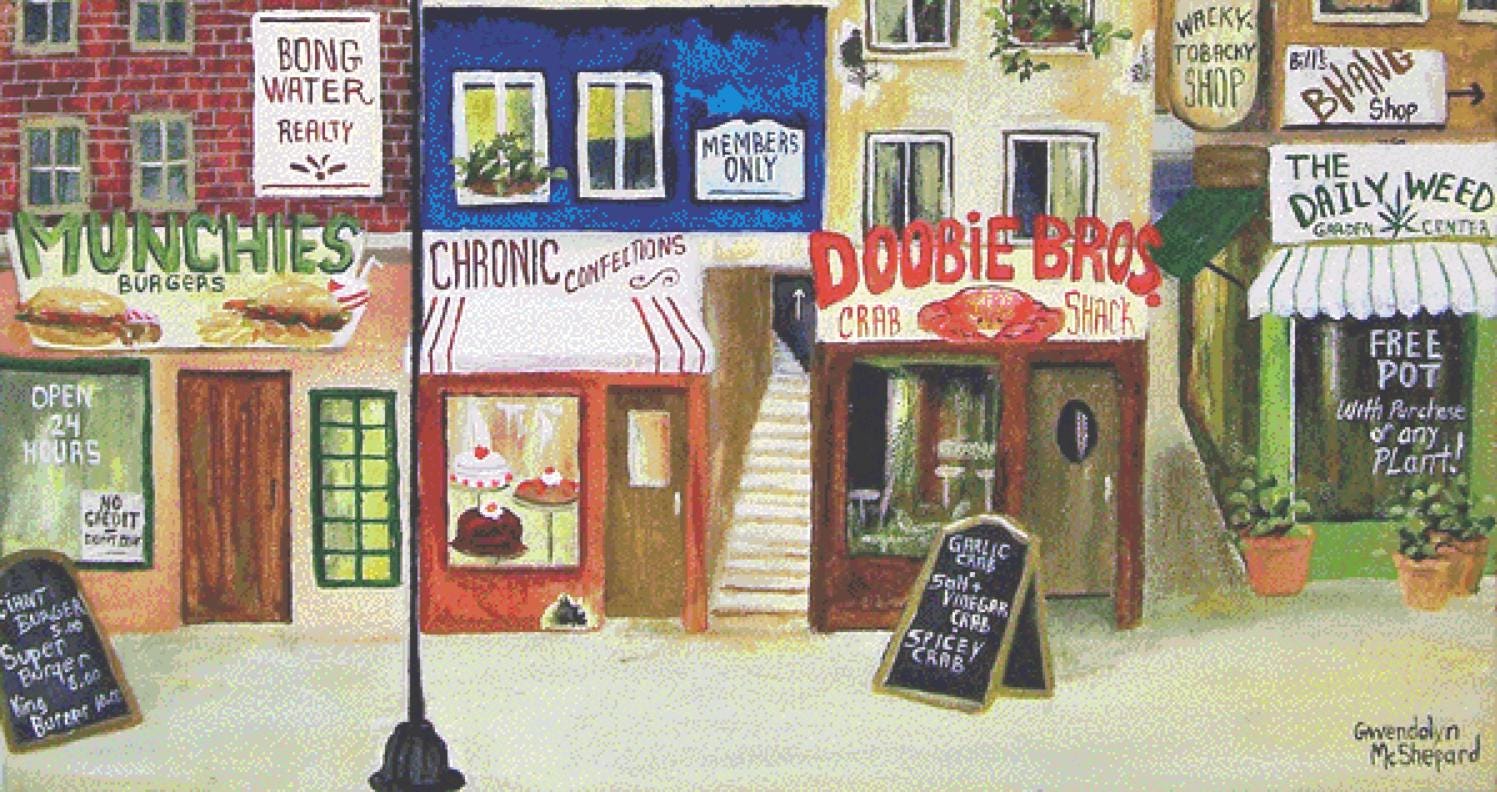 High Street II (Max Size/Color) counted cross stitch pattern by Gwendolyn McShepard/Ansada Art Licensing Group, LLC