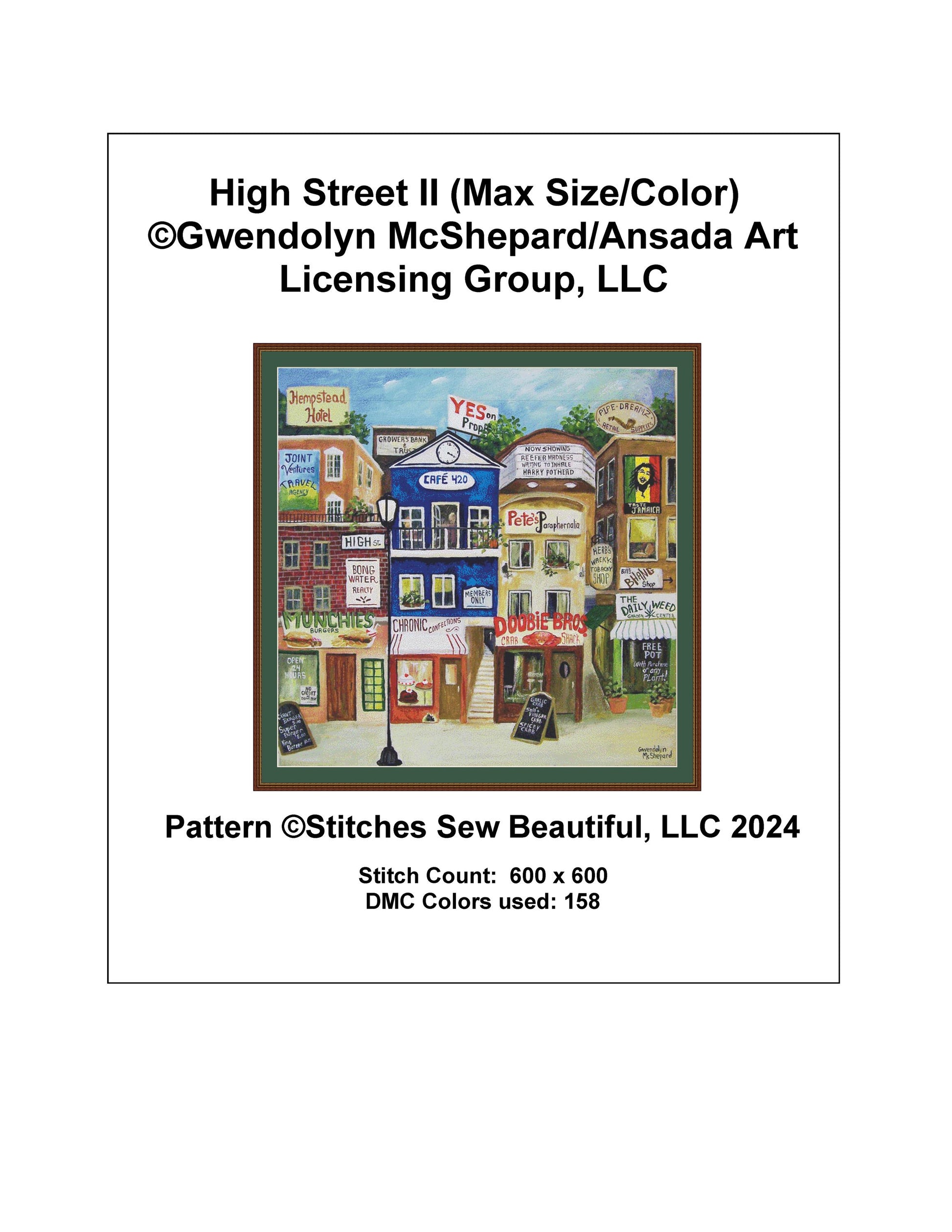 High Street II (Max Size/Color) counted cross stitch pattern by Gwendolyn McShepard/Ansada Art Licensing Group, LLC