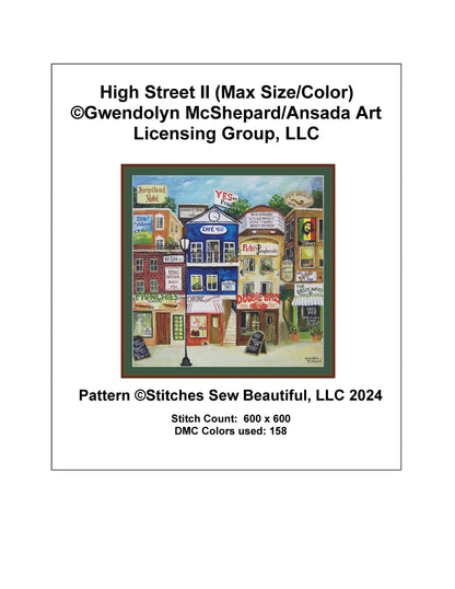High Street II (Max Size/Color) counted cross stitch pattern by Gwendolyn McShepard/Ansada Art Licensing Group, LLC