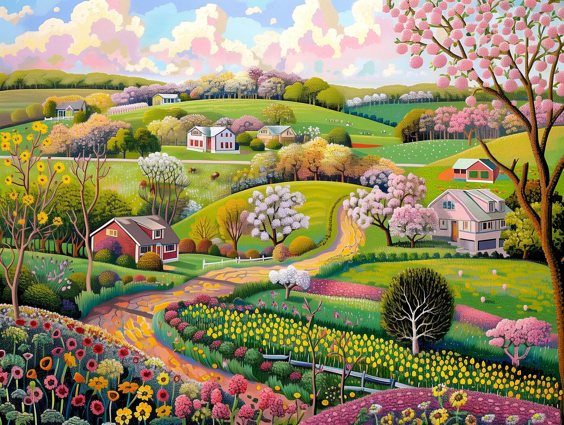Springtime in The Countryside ©The Art Revivalist Cross Stitch Pattern