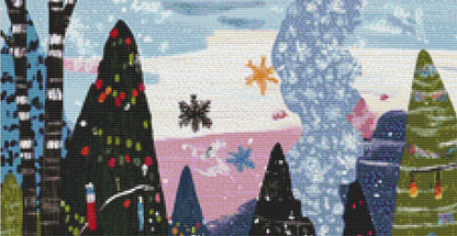 Cozy Hideaway in Winter Woods counted cross stitch pattern by The Art Revivalist