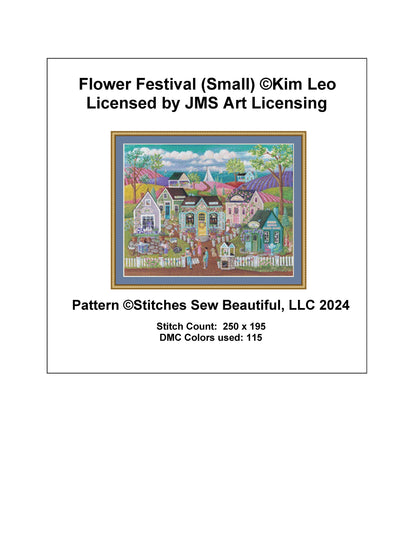 Flower Festival (Small) counted cross stitch pattern by Kim Leo license by JMS Art Licensing