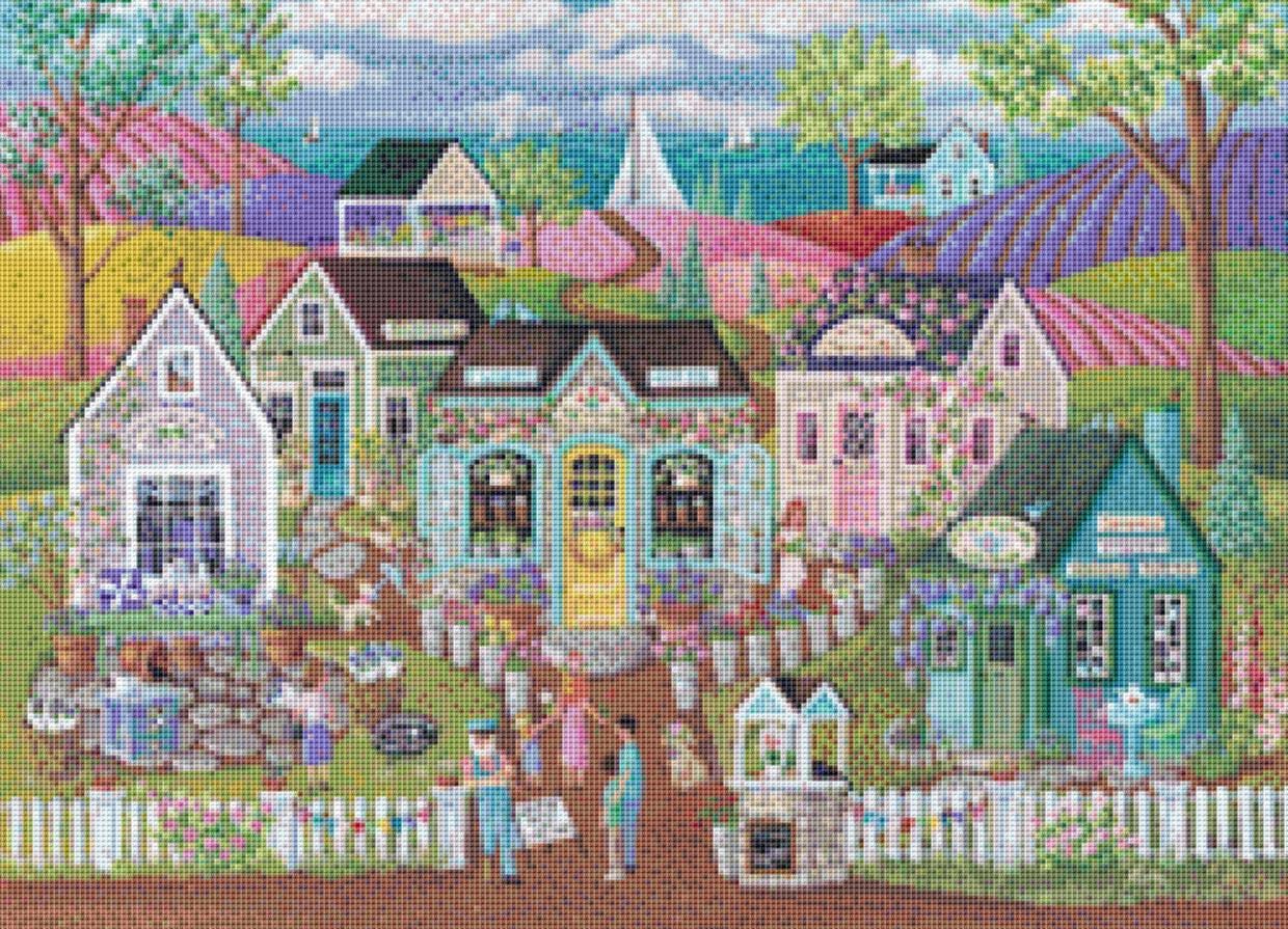 Flower Festival (Small) counted cross stitch pattern by Kim Leo license by JMS Art Licensing
