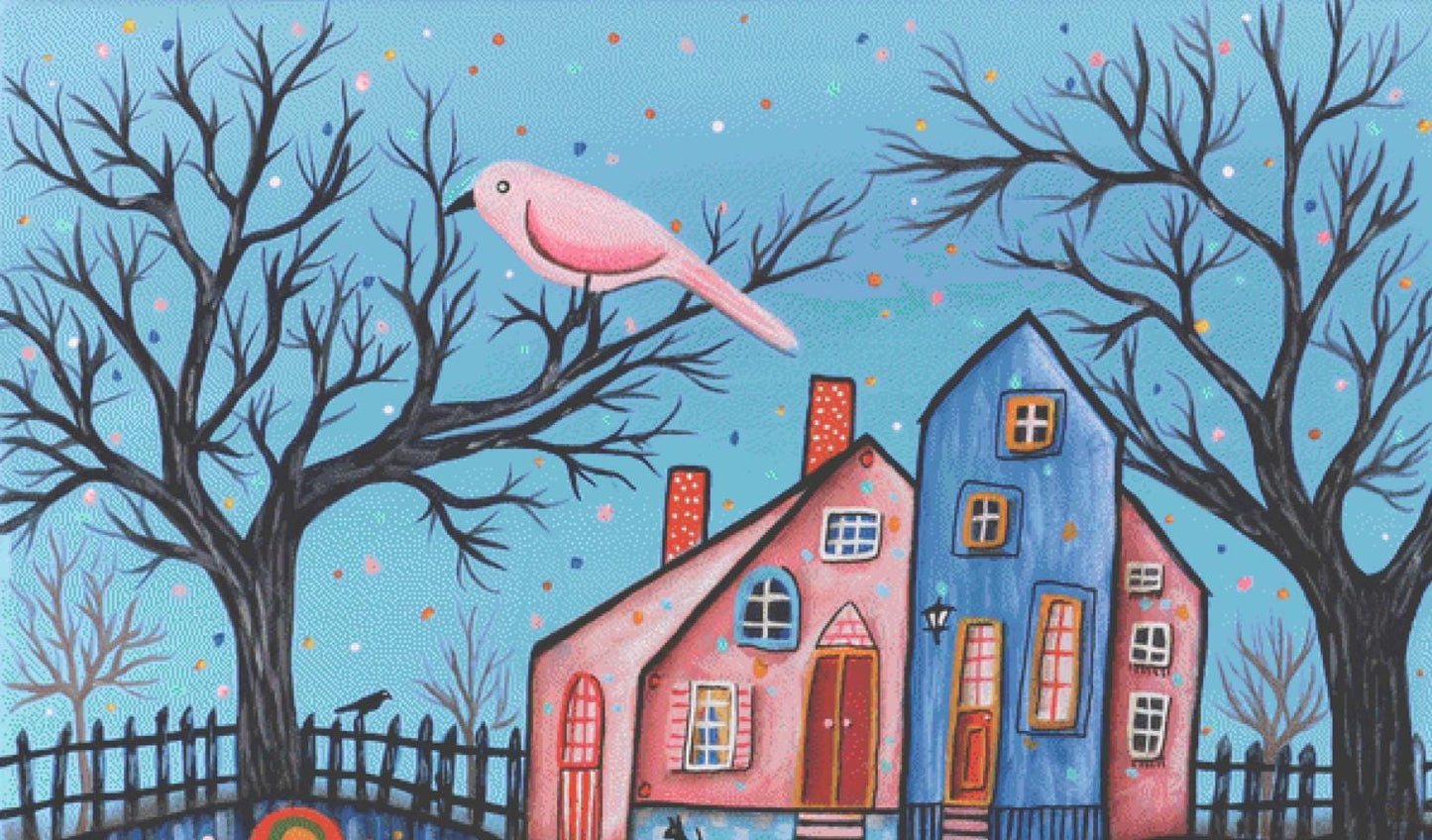 Pink Bird (Max Size/Color) counted cross stitch pattern by Karla Gerard