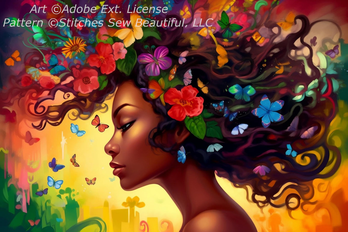 Floral Beauty 1 (Max Color) counted cross stitch pattern ©Adobe Ext. License