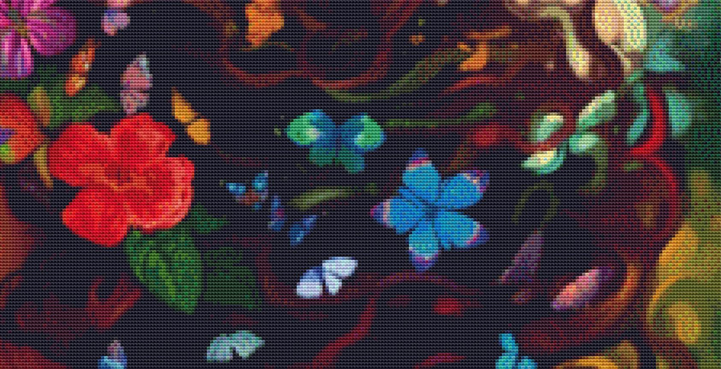 Floral Beauty 1 (Max Color) counted cross stitch pattern ©Adobe Ext. License