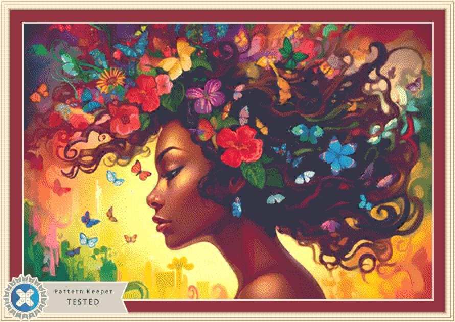 Floral Beauty 1 (Max Color) counted cross stitch pattern ©Adobe Ext. License