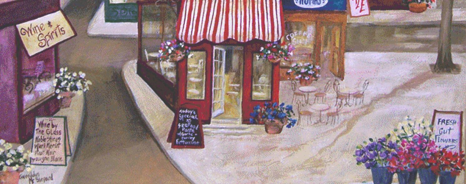 Mamas Bistro (Max Size/Color) counted cross stitch pattern by Gwendolyn McShepard/Ansada Art Licensing Group, LLC