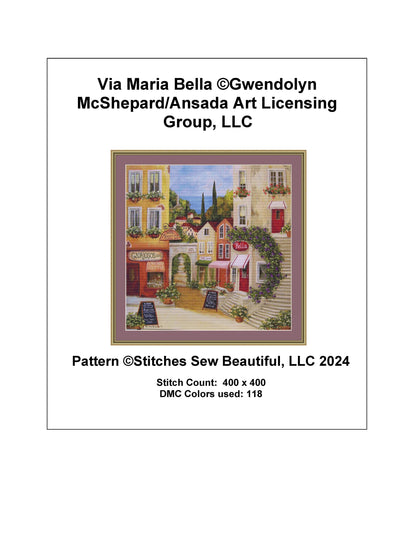 Via Maria Bella counted cross stitch pattern by Gwendolyn McShepard/Ansada Art Licensing Group, LLC
