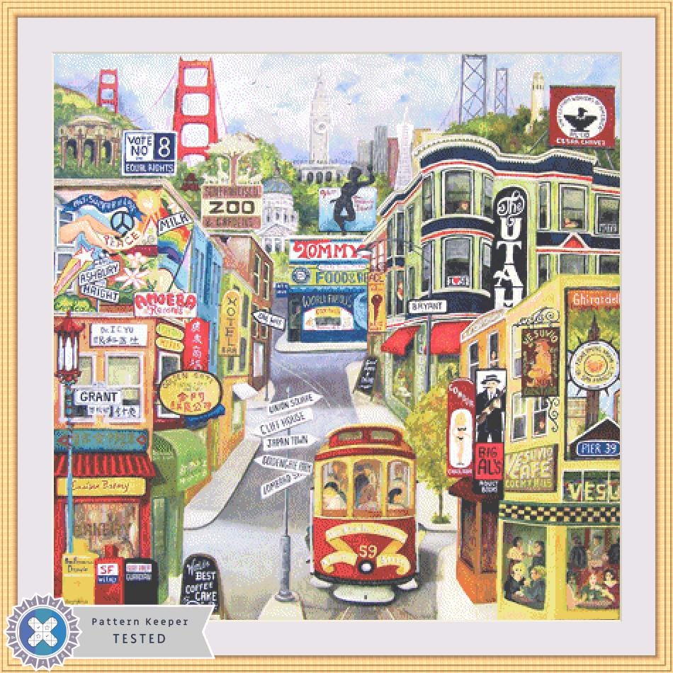 San Francisco Medley counted cross stitch pattern by Gwendolyn McShepard/Ansada Art Licensing Group, LLC