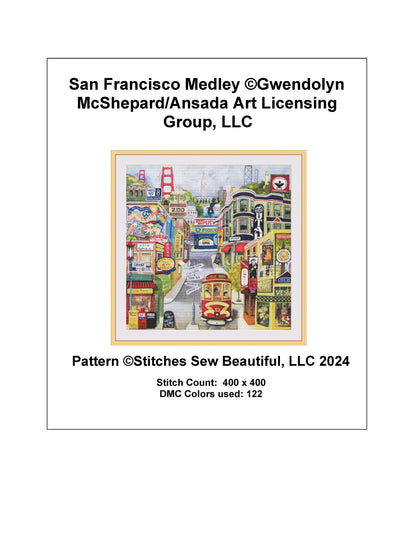 San Francisco Medley counted cross stitch pattern by Gwendolyn McShepard/Ansada Art Licensing Group, LLC