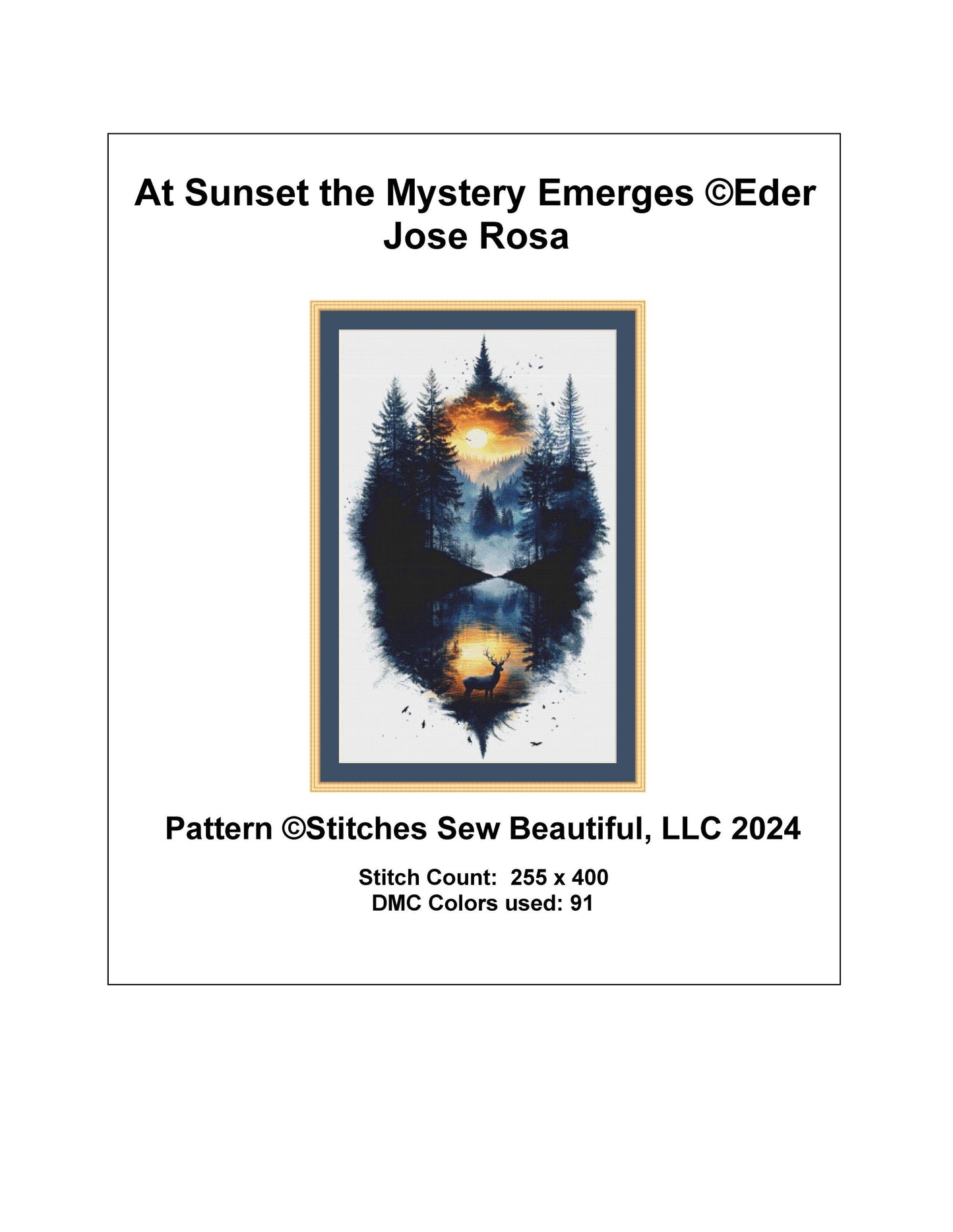 At Sunset the Mystery Emerges counted cross stitch pattern by Eder Jose Rosa