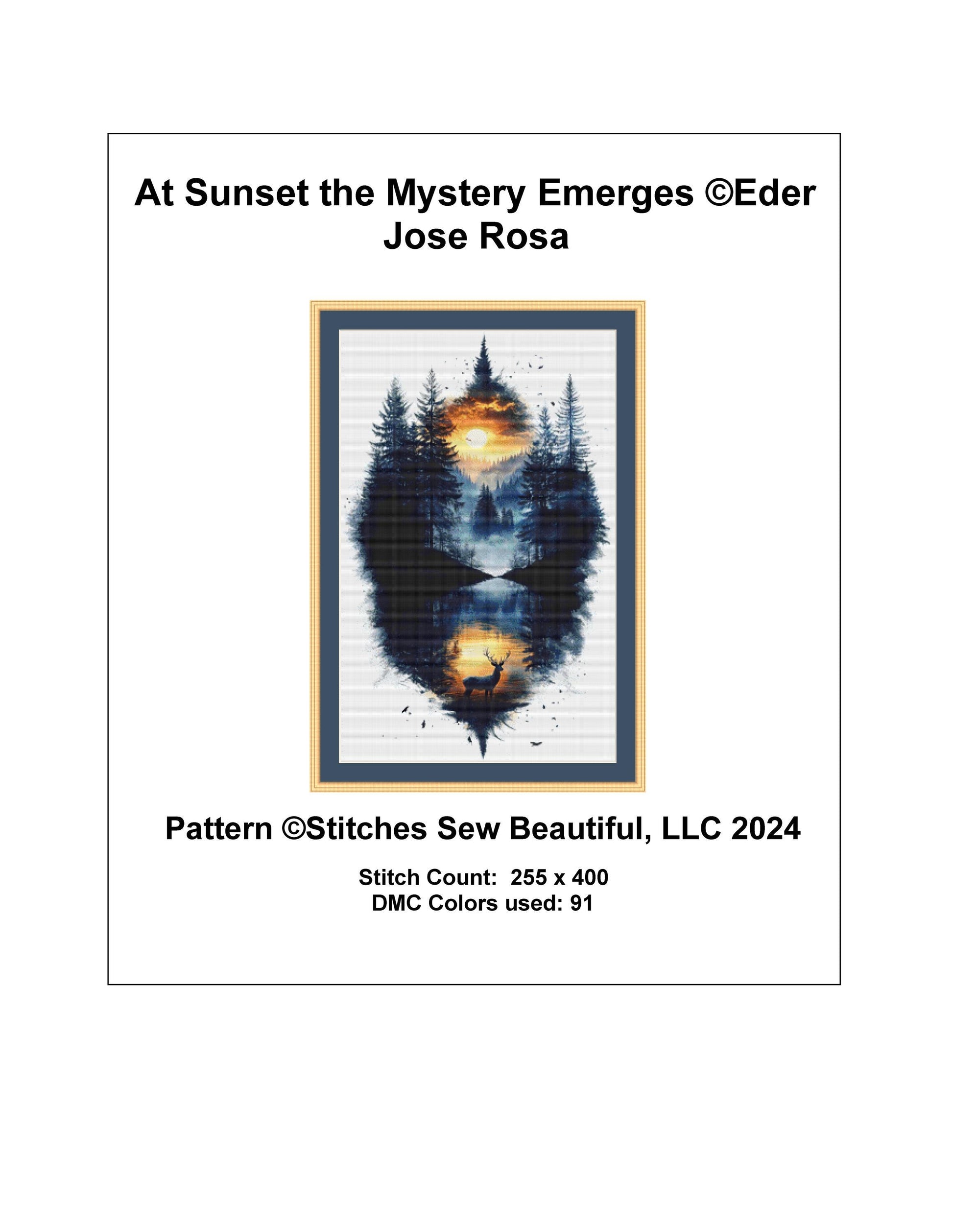 At Sunset the Mystery Emerges counted cross stitch pattern by Eder Jose Rosa