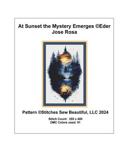 At Sunset the Mystery Emerges counted cross stitch pattern by Eder Jose Rosa