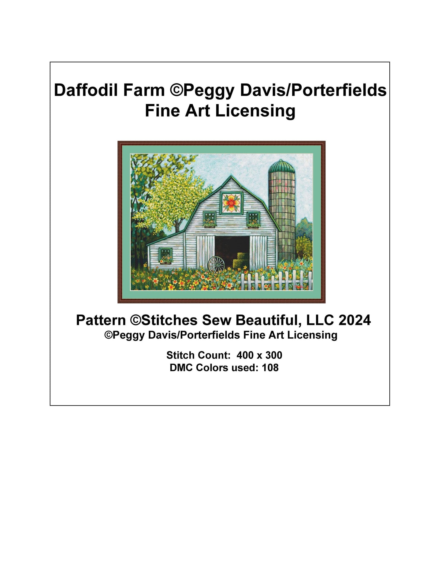 Daffodil Farm counted cross stitch pattern by Peggy Davis/Porterfields Fine Art Licensing