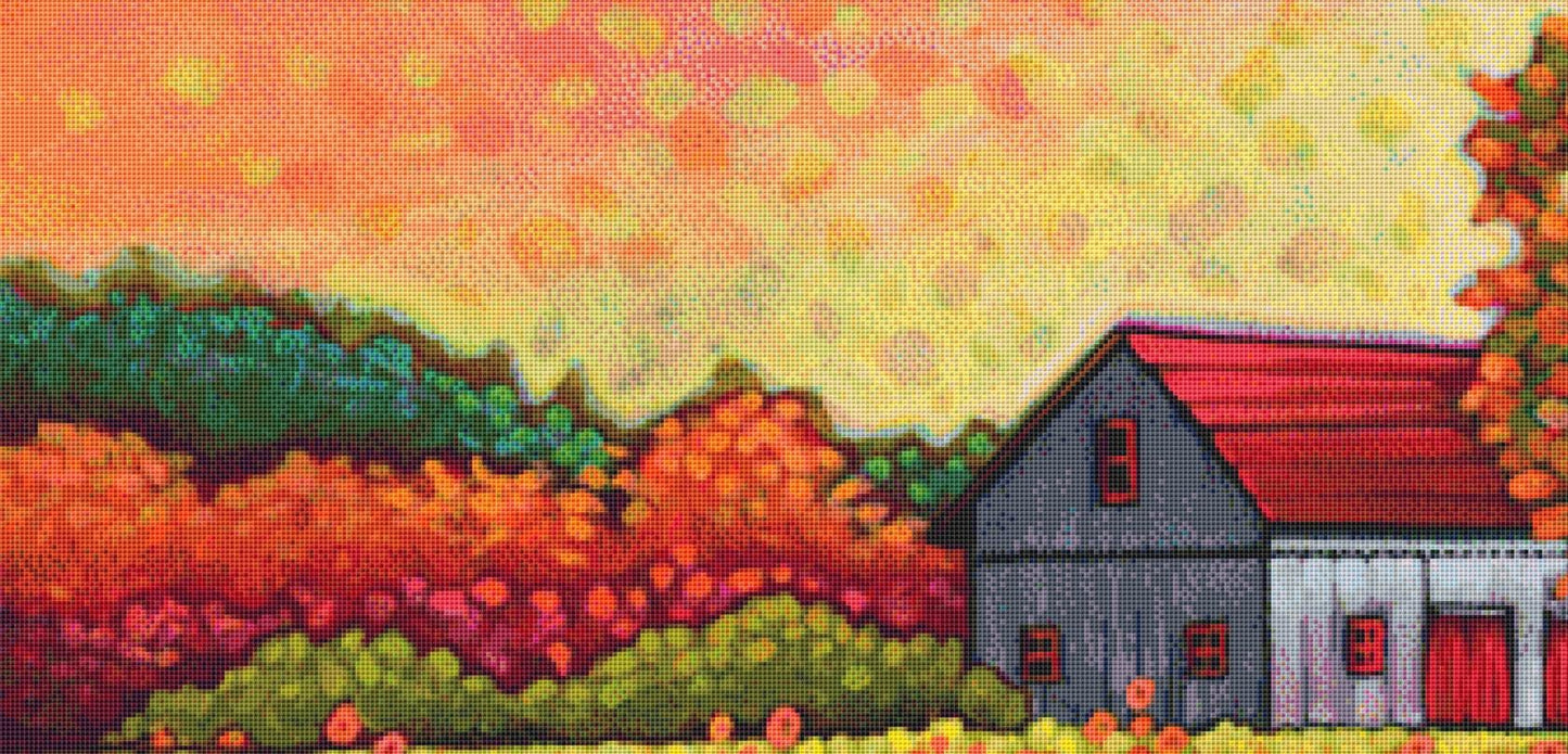 A Bright Sunflower Day counted cross stitch pattern by Peggy Davis/Porterfields Fine Art Licensing