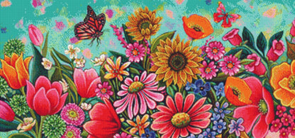 Colorful Garden Finds counted cross stitch pattern by Peggy Davis/Porterfields Fine Art Licensing
