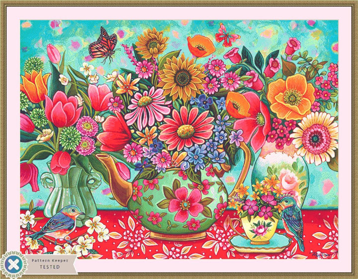 Colorful Garden Finds (Max Size/Max Color) counted cross stitch pattern by Peggy Davis/Porterfields Fine Art Licensing
