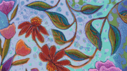 A Colorful Conversation counted cross stitch pattern by Peggy Davis/Porterfields Fine Art Licensing