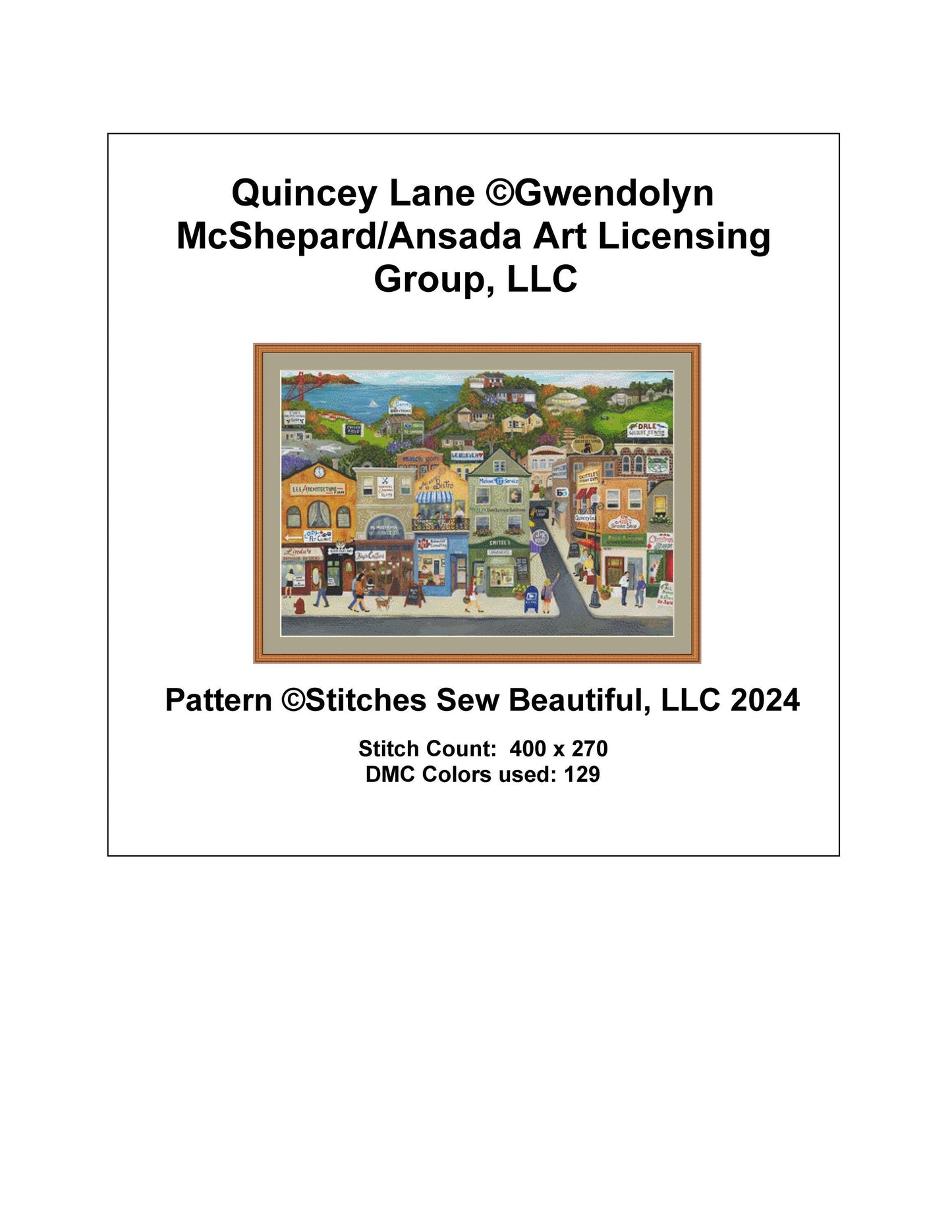 Quincey Lane counted cross stitch pattern by Gwendolyn McShepard/Ansada Art Licensing Group, LLC
